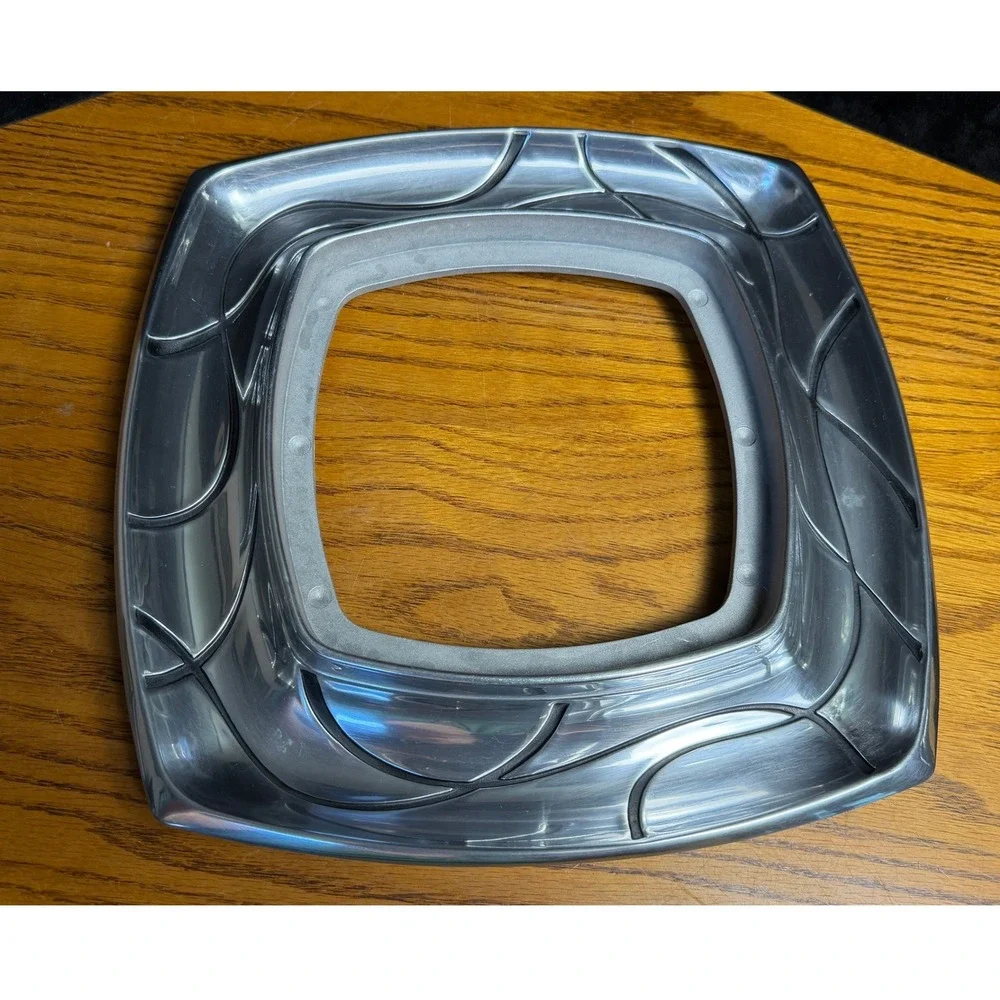 Lenox Metal and Stone Square Serving Tray Trivet: Two Piece Set, Silver/Black